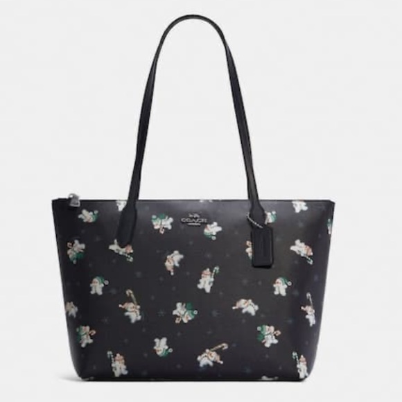Coach Handbags - Coach Zip Top Tote With Snowman Print